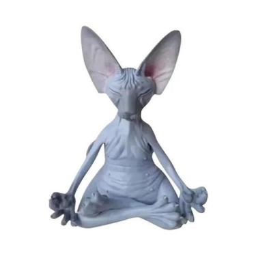 Imagem de Estátua De Gato Feliz Buda Esfinge, Arte De Meditação E Yoga, Decoraçã