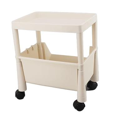 Imagem de Mingzhe Prateleira de Armazenamento de Plástico Organizador Multifuncional que Economiza Espaço para Cozinha, Sala Estar, Banheiro, Lavanderias (2 camadas com roda)