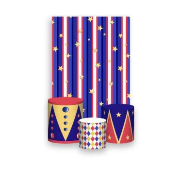 Imagem de Painel De Festa Vertical 1,50 x 2,20 + Trio De Capas Cilindro - Circo 