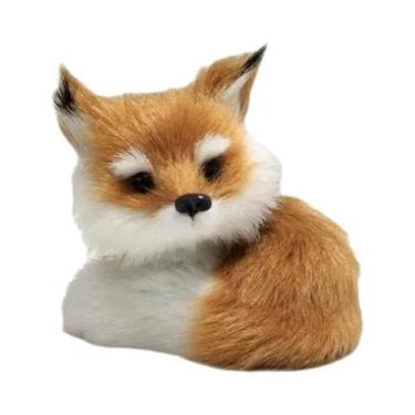 Imagem de Mini Estatueta De Raposa Agachada Em Pelúcia, Decoração Para Casa, Pre