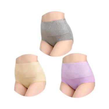 Imagem de Calcinhas De Algodão plus Size De Cintura Alta 3 Peças/Lote, Roupas Ín