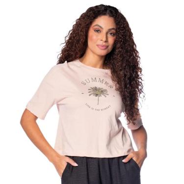 Imagem de T-Shirt Feminina Rovitex Estampa Summer Rosa Claro-Feminino
