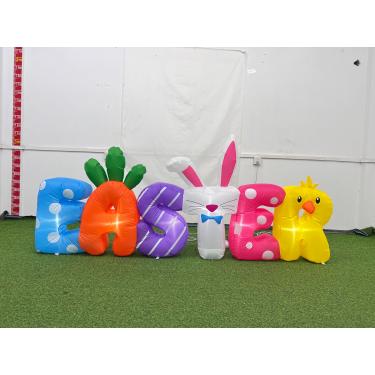 Imagem de Luminária de LED SeasonBlow de 1,8 m, Dinossauro de Páscoa inflável com caixa de presente decorativa para decoração de sopro para quintal gramado jardim feriado interno e externo festa em casa