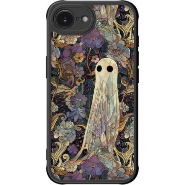Imagem de DEENAKIN Capa para iPhone 16e fofa, capa rígida floral estética, compatível com Magsafe, capa protetora de telefone fina retrô moderna e exclusiva para mulheres e meninas, flor - fantasma encantado