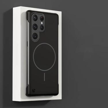 Imagem de HJZSZX Capa ultrafina sem moldura para Galaxy S25 Plus, capa magnética com carregador sem fio (para Galaxy S25 Plus/preta)