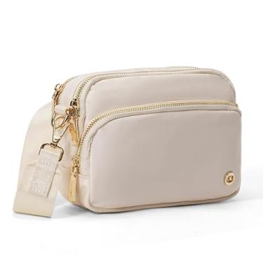 Imagem de Caitina Carteiras de pulso para mulheres, bolsa tiracolo, bolsa de cintura moderna, bolsa de cinto para treino, corrida, viagem, Bege, Small