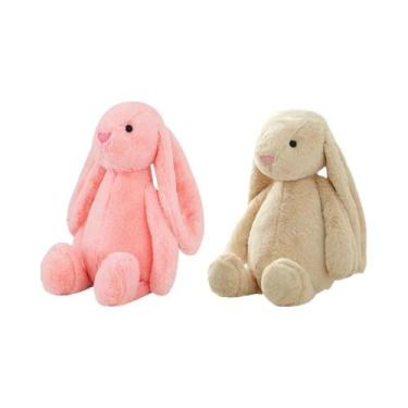 Imagem de Coelho De Pelúcia Rosa Tímido Para Crianças, Brinquedo Calmante Para D