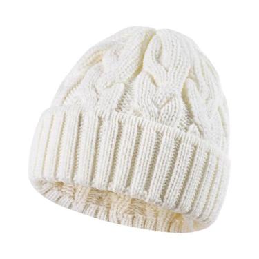 Imagem de Gorro De Inverno Feminino Quente De Tricô Feito À Mão, Gorro Grosso E 