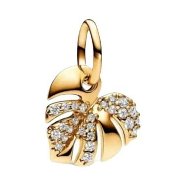 Imagem de Pingente De Sol E Lua Com Laço De Rosa Dourada Em Prata 925 Para Joias