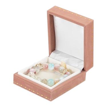 Imagem de PATIKIL Caixa de presente de colar de veludo, caixa de embalagem de pingente vintage colar pulseira suporte de corrente para casamento noivado cerimônia de aniversário (rosa, 7,4 cm x 8,4 cm x 3,5 cm)