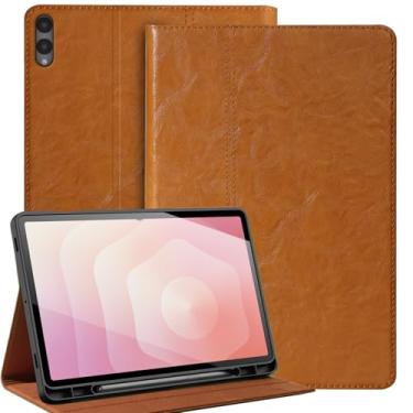 Imagem de Gexmil Capa de couro para Samsung Galaxy Tab S11 Ultra 2025 de 14,6 polegadas com suporte para lápis, capa protetora à prova de choque ajustável, capa para tablet inteligente premium, antiderrapante