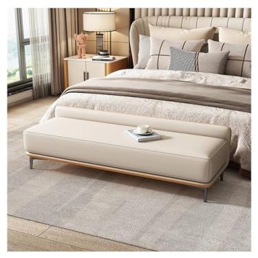 Imagem de Banco de armazenamento moderno banco de entrada moderno banco de extremidade da cama banco de couro estofado otomano bancos de quarto para pé da cama banco tufado banco de apoio para os pés com pernas