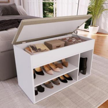 Imagem de Sapateira com Baú Estofado Lua Completa Móveis, Branco