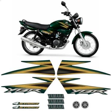Imagem de SPORTINOX, Kit Adesivos Para Yamaha Ybr 125 2006 Moto Verde + Emblemas