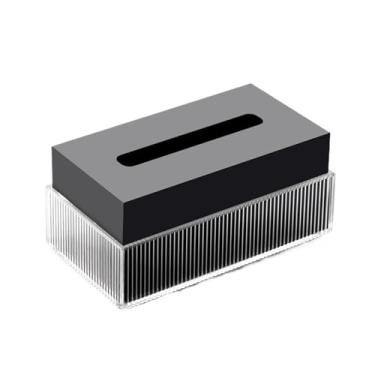 Imagem de Prático acrílico moderno hotel restaurante caixa de lenços casa mesa de café guardanapo organizador dispensador facial (preto, grande)