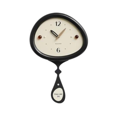 Imagem de x3anggyt5 Relógio de parede criativo para sala de estar, sala de estar, decoração de parede com pêndulo, decoração de casa preta/branca/amarela (preto)