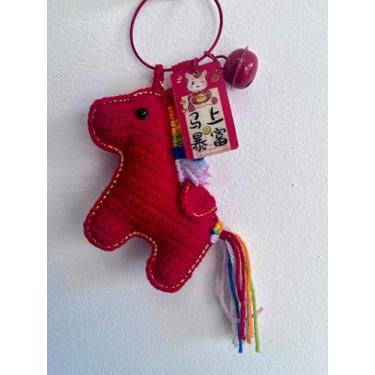 Imagem de Bonecas de crochê feitas à mão para o ano novo chinês, adorável pingente de malha, presentes de incentivo para decorações (pingente de cavalo)