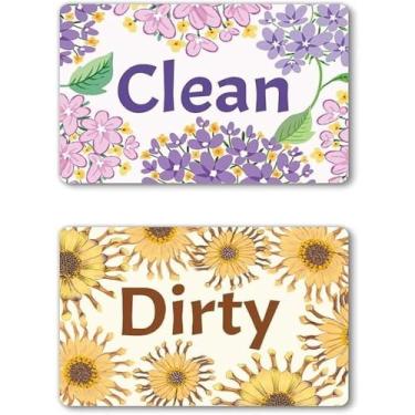 Imagem de Ímã da máquina de lavar louça, placa limpa e suja - dupla face limpa/suja para máquinas de lavar louça de aço inoxidável - Utensílios magnéticos para casa e cozinha para animais de estimação (girassol