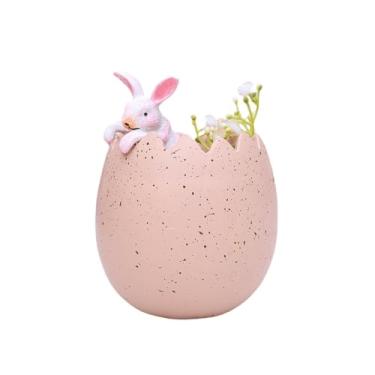 Imagem de Fiocias Decoração de Páscoa com Coelhinhos em de Ovo, Enfeites de Mesa em Resina para Sala de Estar, Rosa, Tamanho real