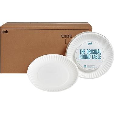 Imagem de Pratos de papel Staples Perk 23 cm, descartáveis para refeições diárias, cozinha, sala de descanso, eventos da empresa, suprimentos de festa, pacote com 1.000, branco