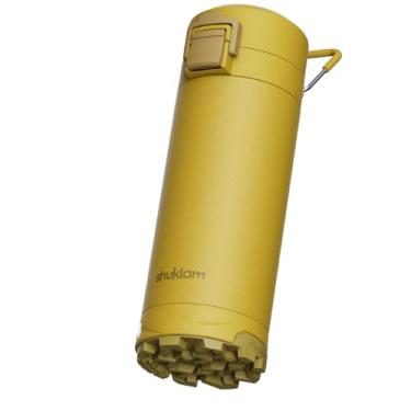 Imagem de SHUKLAM Garrafa isolada, garrafa de água de aço inoxidável de 555 g para bebidas quentes e frias, perfeita para academia, caminhadas, viagens, garrafa esportiva de escalada (rosa) (amarelo)