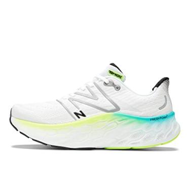 Imagem de New Balance Tênis de corrida masculino Fresh Foam X More V4, Branco/Azul-petróleo elétrico, 12.5