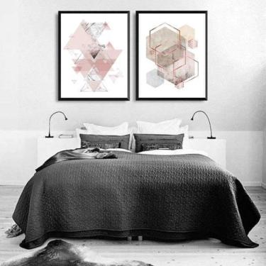 Imagem de Kit Quadro Decorativo Geométricos Rosê 45X34Cm 2 Peças