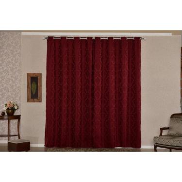 Imagem de Cortina Quarto Jacquard Tecido Semi Blackout Bordo 4,00X2,80