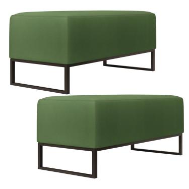 Imagem de Kit 02 Puff Decorativo Para Sala De Estar Cléo W01 Base de Ferro 90cm Facto Verde Musgo - Lyam Decor