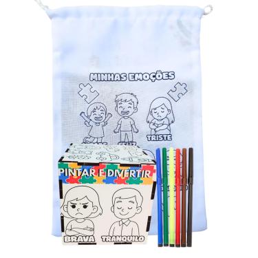 Imagem de Super Cubo Infantil  Para Colorir com Kit Canetinhas Colorindo Emoções