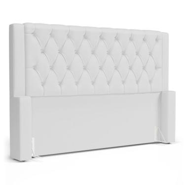 Imagem de Cabeceira Atena Para Cama Box King Size 195cm Capitonê Com Frame Sintético Branco - Desk Design