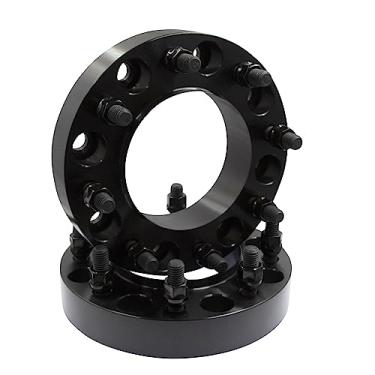 Imagem de Wheel Accessories Parts Espaçadores de roda centrados em cubo de aço 2 peças 8 em 180 mm 1,5 polegadas de espessura 14 mm 1,50 14 x 1,5 parafuso prisioneiro rosca 124,1 mm cubo para veículos de roda traseira única 2011+ Chevy Silverado GMC Sierra 2500 3500