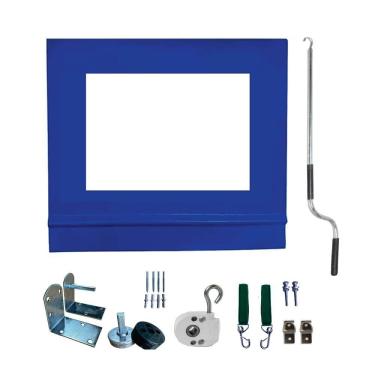 Imagem de Toldo Cortina Azul C/ Visor - 3,70m X 3,00m - Kit Completo