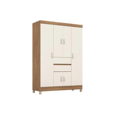 Imagem de Guarda Roupa Solteiro 6 Portas E 2 Gavetas Ecom Ii Amêndola/Off White - Demóbile