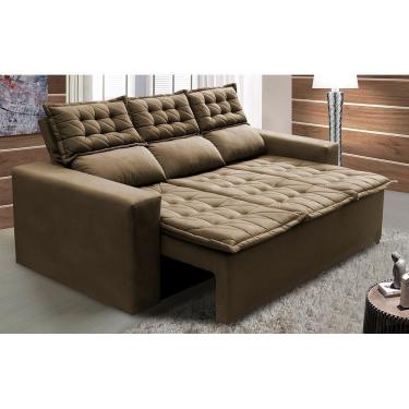 Imagem de Sofá 3 Lugares Retrátil E Reclinável Cama Inbox Slim 2,00m Velusoft Castor