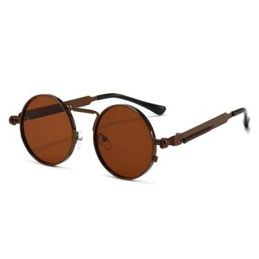 Imagem de Oculos de sol Vintage Estilo Punk unissex Redondo LukeSports, Marrom
