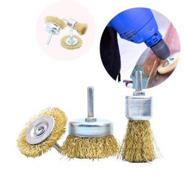 Imagem de Jogo De Escovas De Aço Circular Com Haste Ø6mm 3 Peças - Nilo-imports