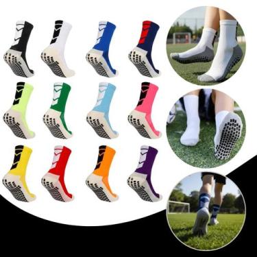 Imagem de Kit 3 Pares Meias Esportivas Juvenil Antiderrapante para Futebol, Sola