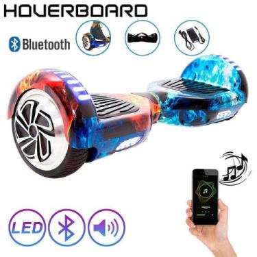 Imagem de Skate Elétrico 6,5 Blue Red Fire HoverboardX Bluetooth