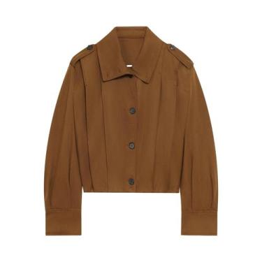 Imagem de Jaqueta Trench Plissada De Manga Longa Solta Para Mulheres KONDALA Cas