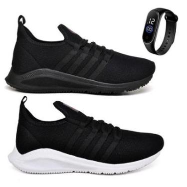 Imagem de Kit 2 Pares Tênis Masculino Esportivo De Academia Corrida Treino Confortável Leve Macio + Relógio-Masculino