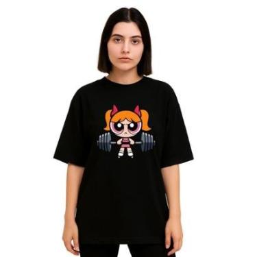 Imagem de Camiseta Oversized Feminina Algodão Treino Academia Estampada-Feminino