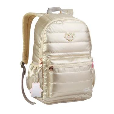 Imagem de Mochila De Costas Lorena Queiroz Metalizada Color Up Escolar Cor:Doura