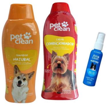 Imagem de Kit Banho PetClean Shampoo Natural + Condicionador + Perfume Cães Gato