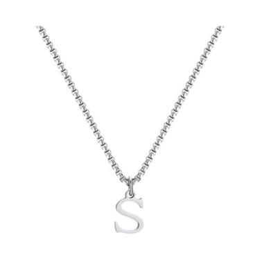 Imagem de Colar Masculino De Aço Inoxidável Prateado Com Pingente De Letra A-Z E