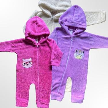 Imagem de Macacão Bebe Pijama Soft Pelúcia Inverno Leve Quentinho - Jolen Baby, 
