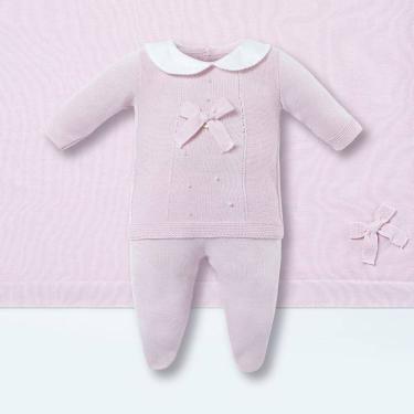 Imagem de Saída de Maternidade Bebê Rosa Algodão Laço Pérolas- Hug