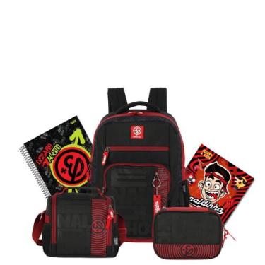 Imagem de Kit Mochila Costas Enaldinho Youtuber Lancheira E Estojo Box, Preto