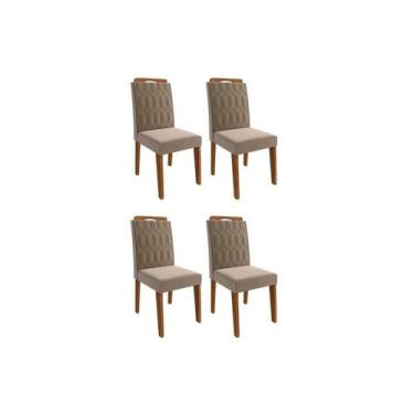 Imagem de Cadeira Cozinha Paola Wood Kit 4 Un Carvalho/Suede Joli Capuccino - Ci