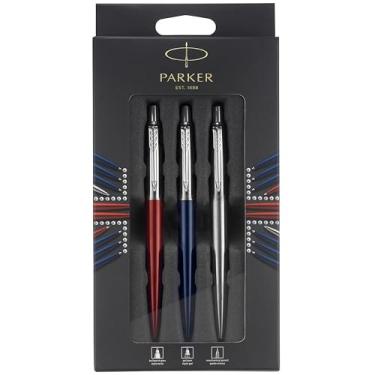 Imagem de Parker Jotter London Trio Discovery Pack: Caneta esferográfica (azul royal) caneta de gel (vermelho Kensington) e lapiseira (aço inoxidável)